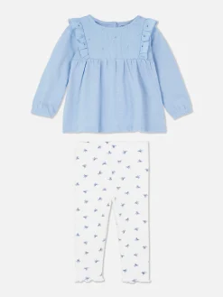 Ruffled Blouse And Leggings Set|Primark Outlet