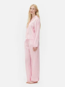 Satin Long Sleeve Pajamas|Primark Outlet
