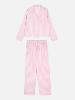 Satin Long Sleeve Pajamas|Primark Outlet