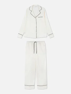 Satin Long Sleeve Shirt Pajama Set|Primark Discount