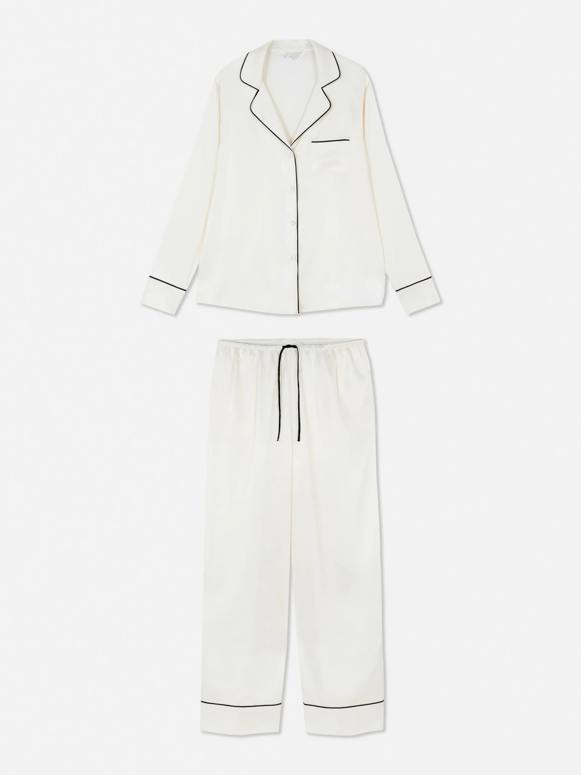 Satin Long Sleeve Shirt Pajama Set|Primark Discount