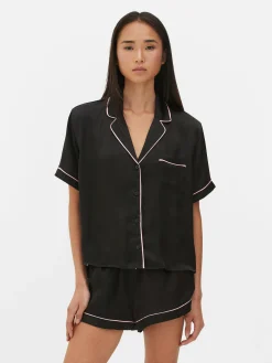 Satin Nightshirt And Shorts Pajama Set|Primark New