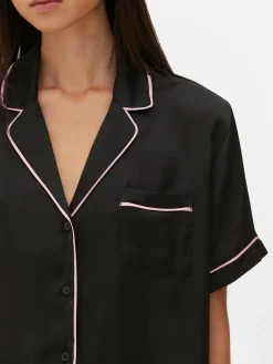Satin Nightshirt And Shorts Pajama Set|Primark New