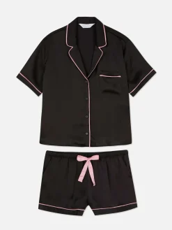 Satin Nightshirt And Shorts Pajama Set|Primark New