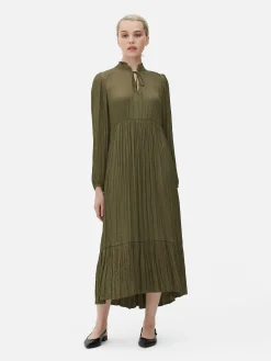 Satin Pleated Midi Dress|Primark New