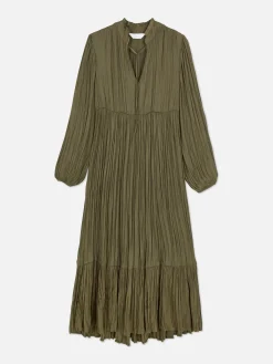 Satin Pleated Midi Dress|Primark New