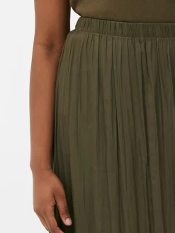 Satin Pleated Midi Skirt|Primark