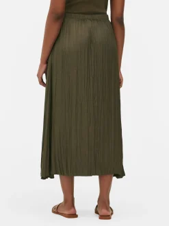 Satin Pleated Midi Skirt|Primark