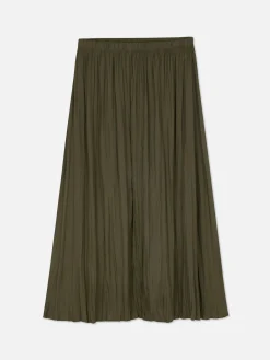 Satin Pleated Midi Skirt|Primark