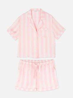 Satin Shirt & Shorts Pajama Set|Primark Clearance