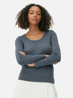 Scoop Neck Long Sleeve Top|Primark New