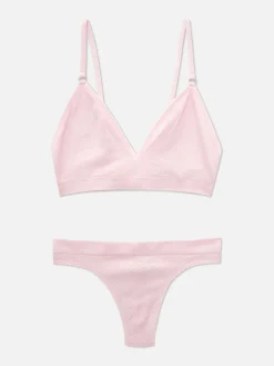 Seamless Triangle Bralette And Thong Set|Primark