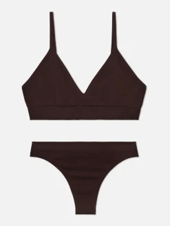 Seamless Triangle Bralette And Thong Set|Primark