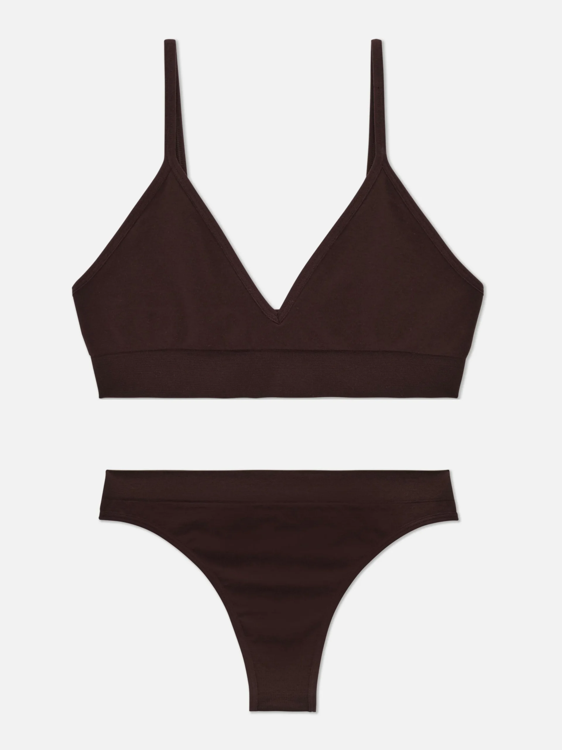 Seamless Triangle Bralette And Thong Set|Primark