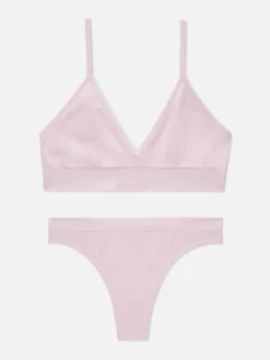 Seamless Triangle Bralette And Thong Set|Primark New
