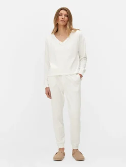 Slouchy V-Neck Long Sleeve Pajama Top|Primark Sale