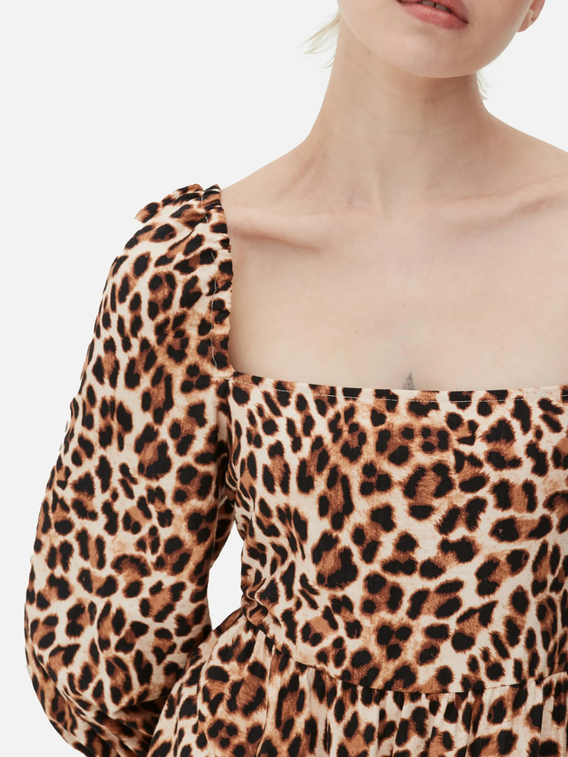 Square Neck Leopard Midi Dress|Primark New