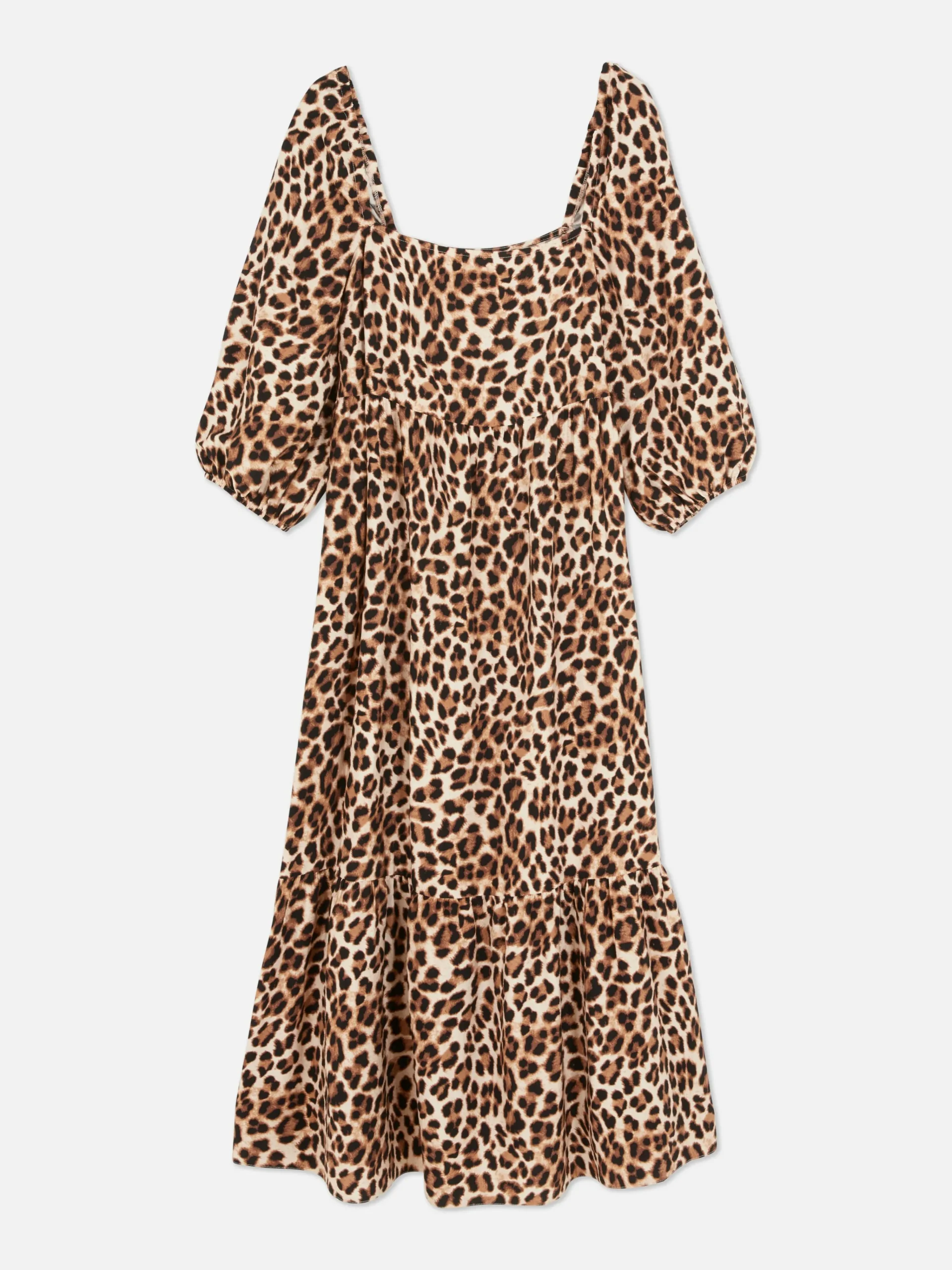 Square Neck Leopard Midi Dress|Primark New