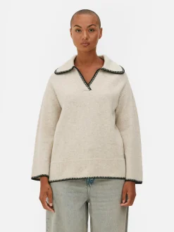 Stitch Collar Sweater|Primark Sale
