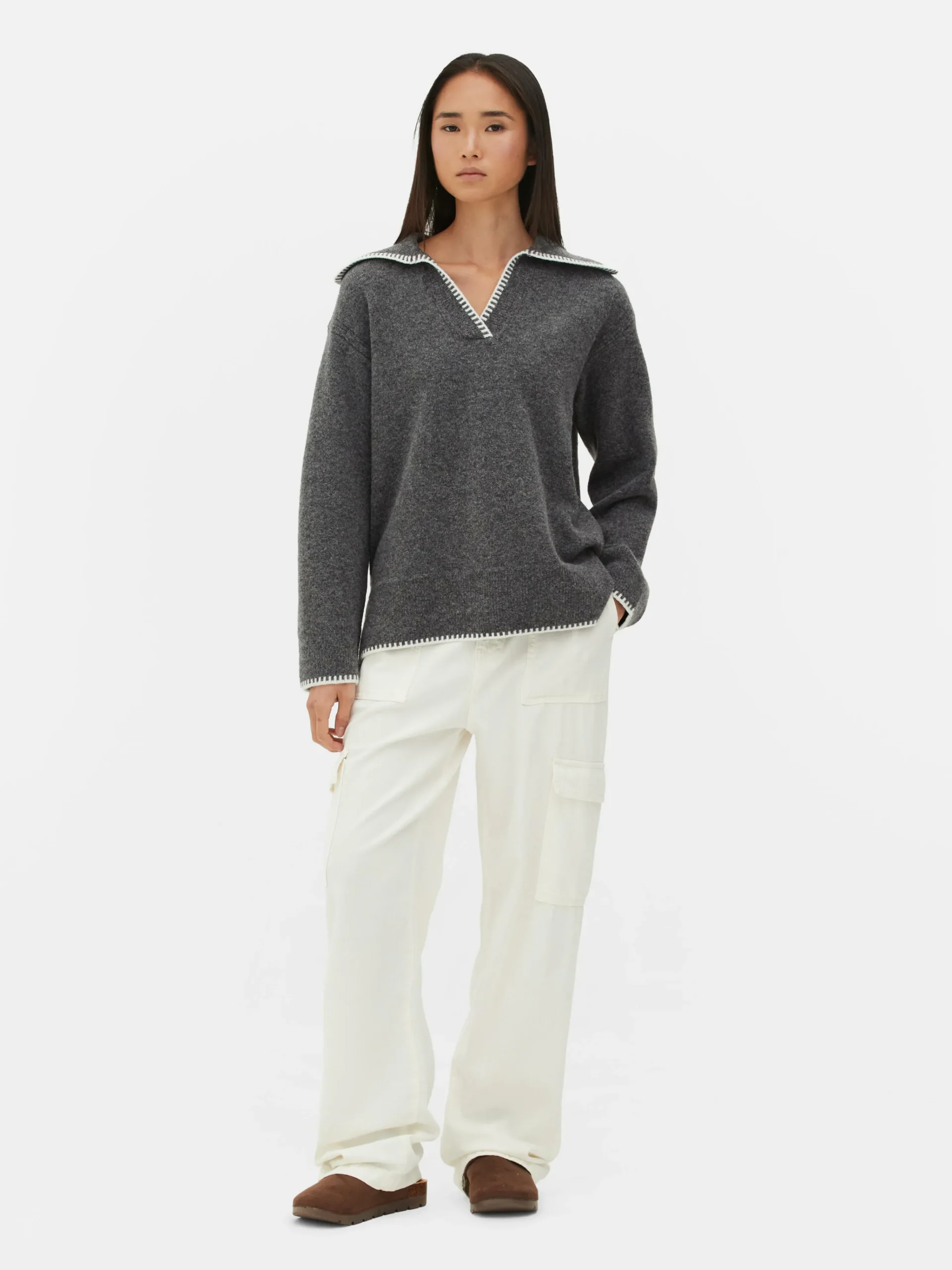 Stitch Collar Sweater|Primark
