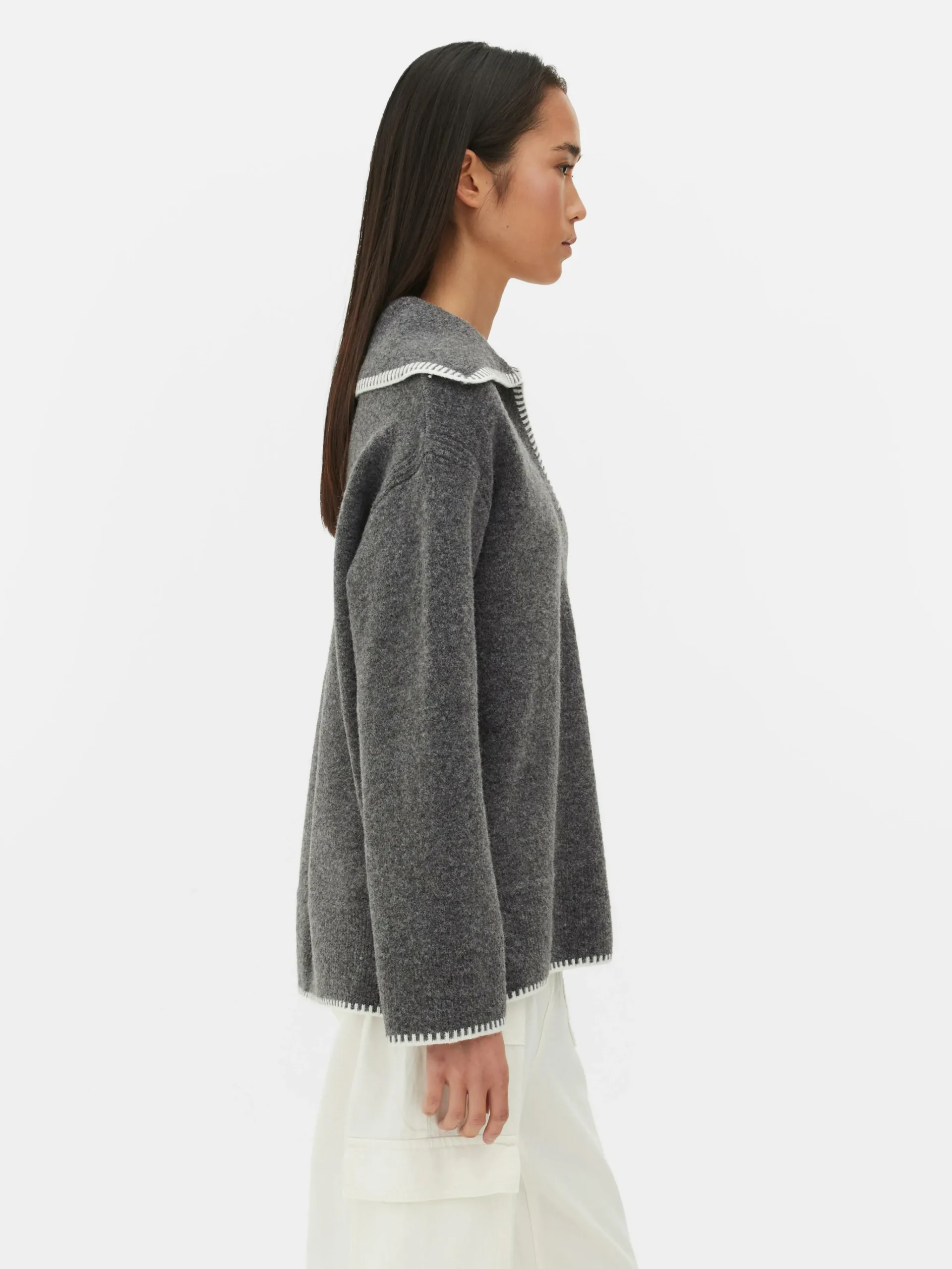 Stitch Collar Sweater|Primark