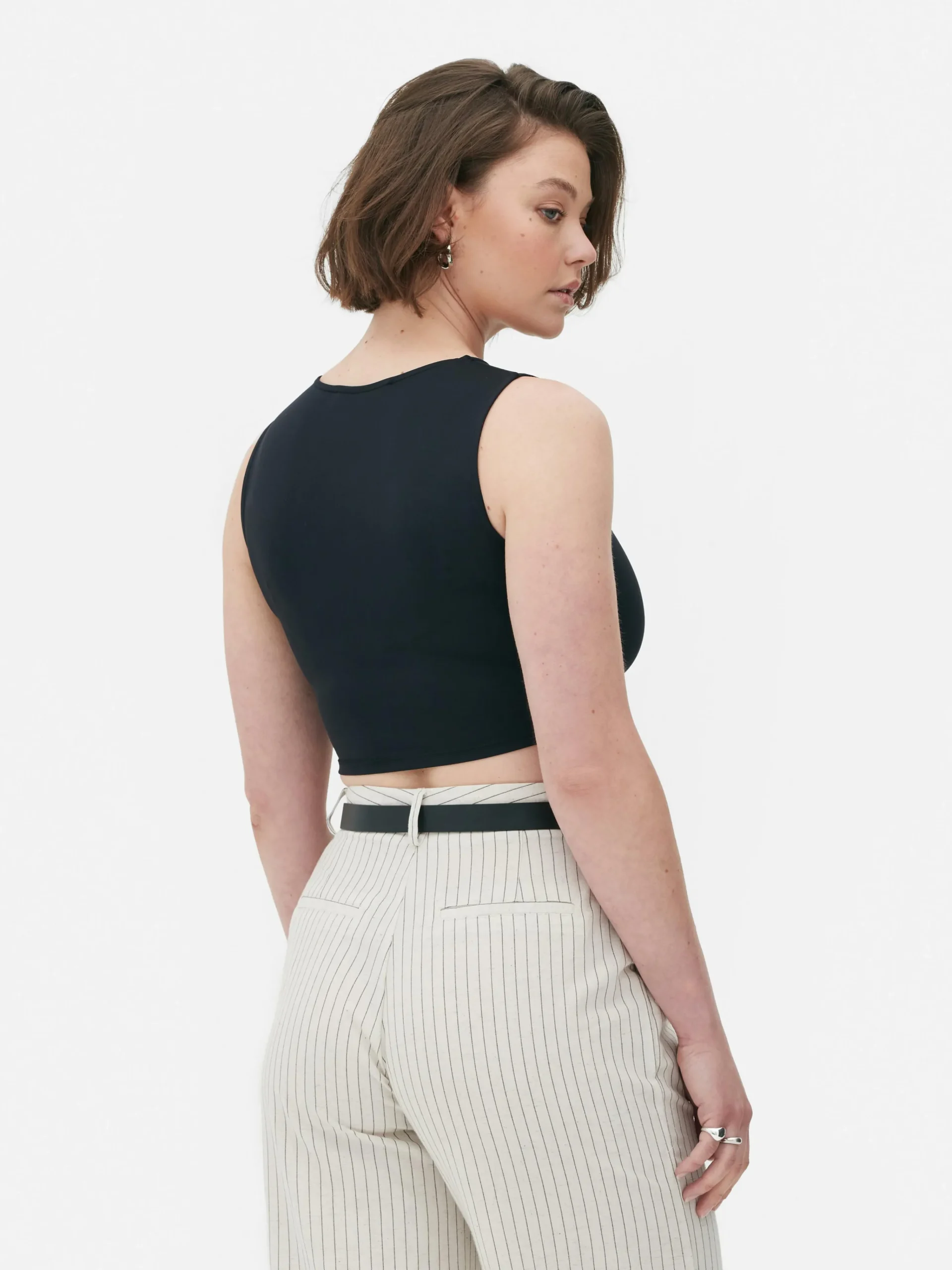 Stretch Cropped Racerback Tank|Primark Hot