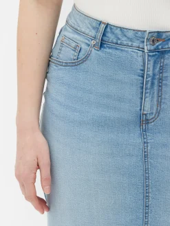 Stretch Denim Midi Skirt|Primark Clearance