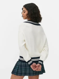 Stripe Accent V-Neck Sweater|Primark Outlet
