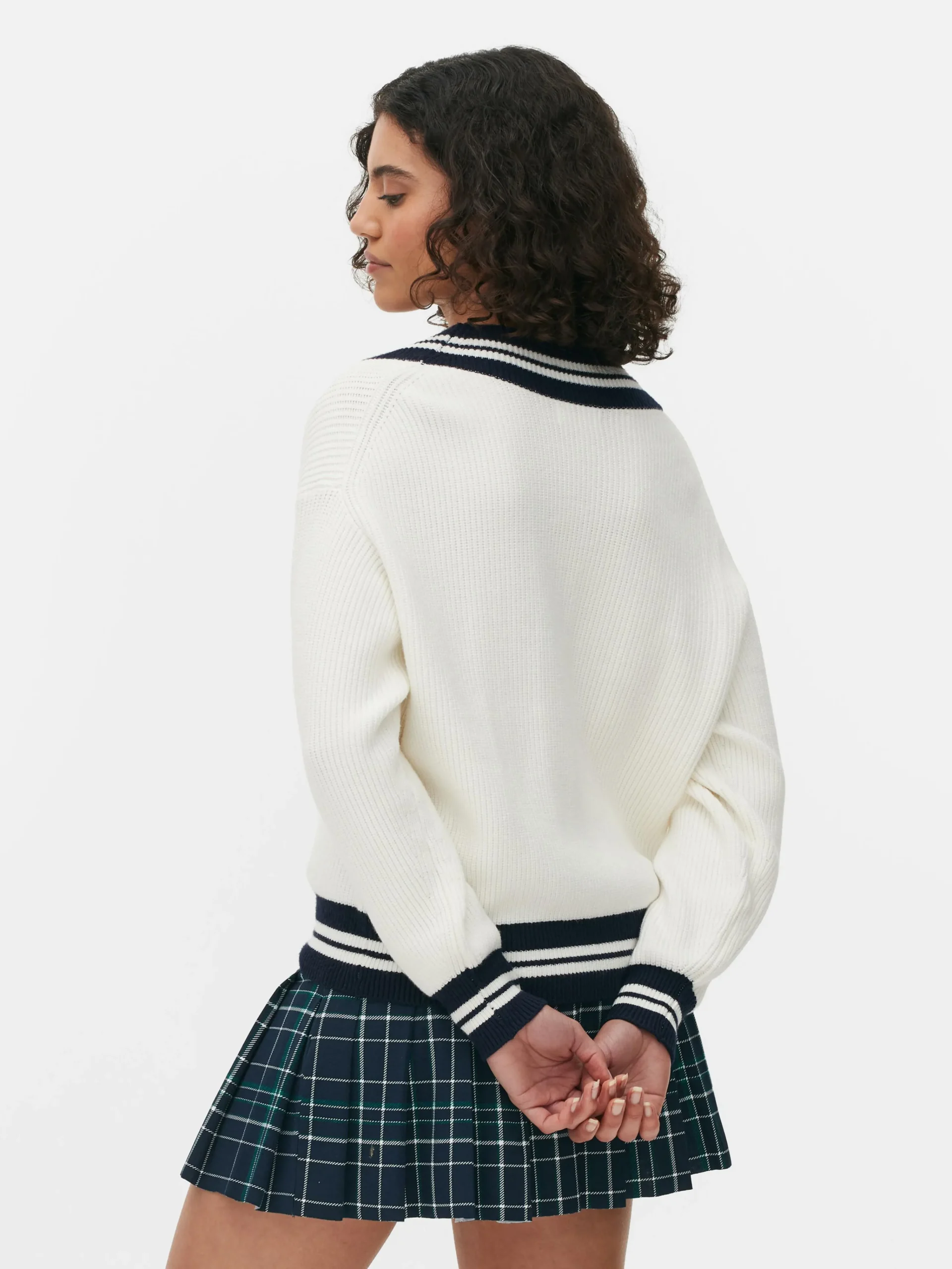 Stripe Accent V-Neck Sweater|Primark Outlet