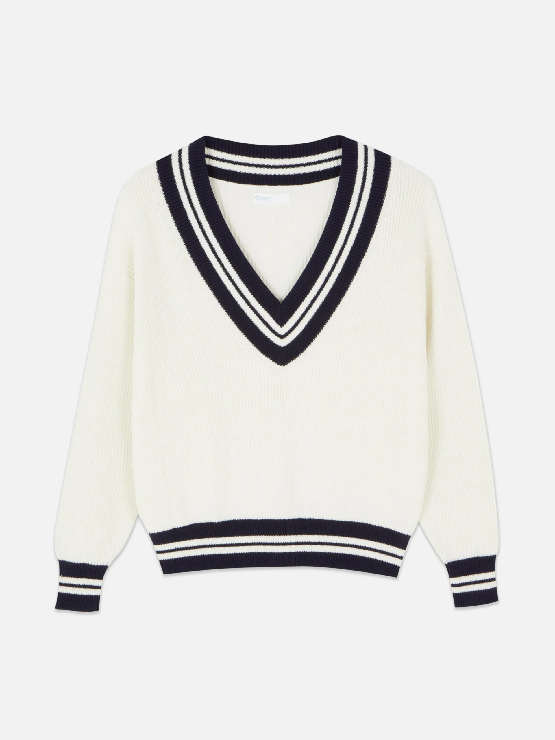 Stripe Accent V-Neck Sweater|Primark Outlet