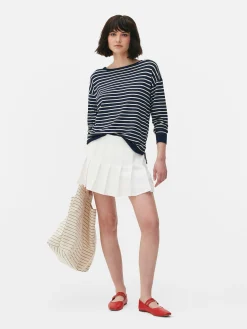 Striped Boat Neck Fine Knit Sweater|Primark New
