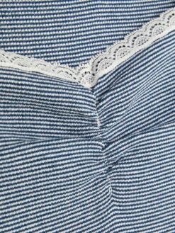 Striped Lace Trim T-Shirt|Primark New