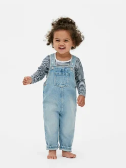 Striped Long Sleeve T-Shirt And Denim Overalls Set|Primark Online