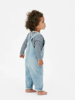 Striped Long Sleeve T-Shirt And Denim Overalls Set|Primark Online
