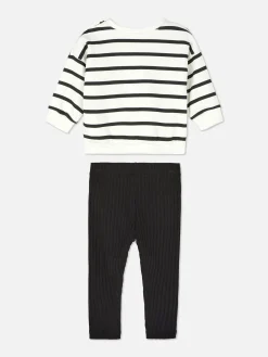 Striped Sweatshirt And Ribbed Leggings Set|Primark Best