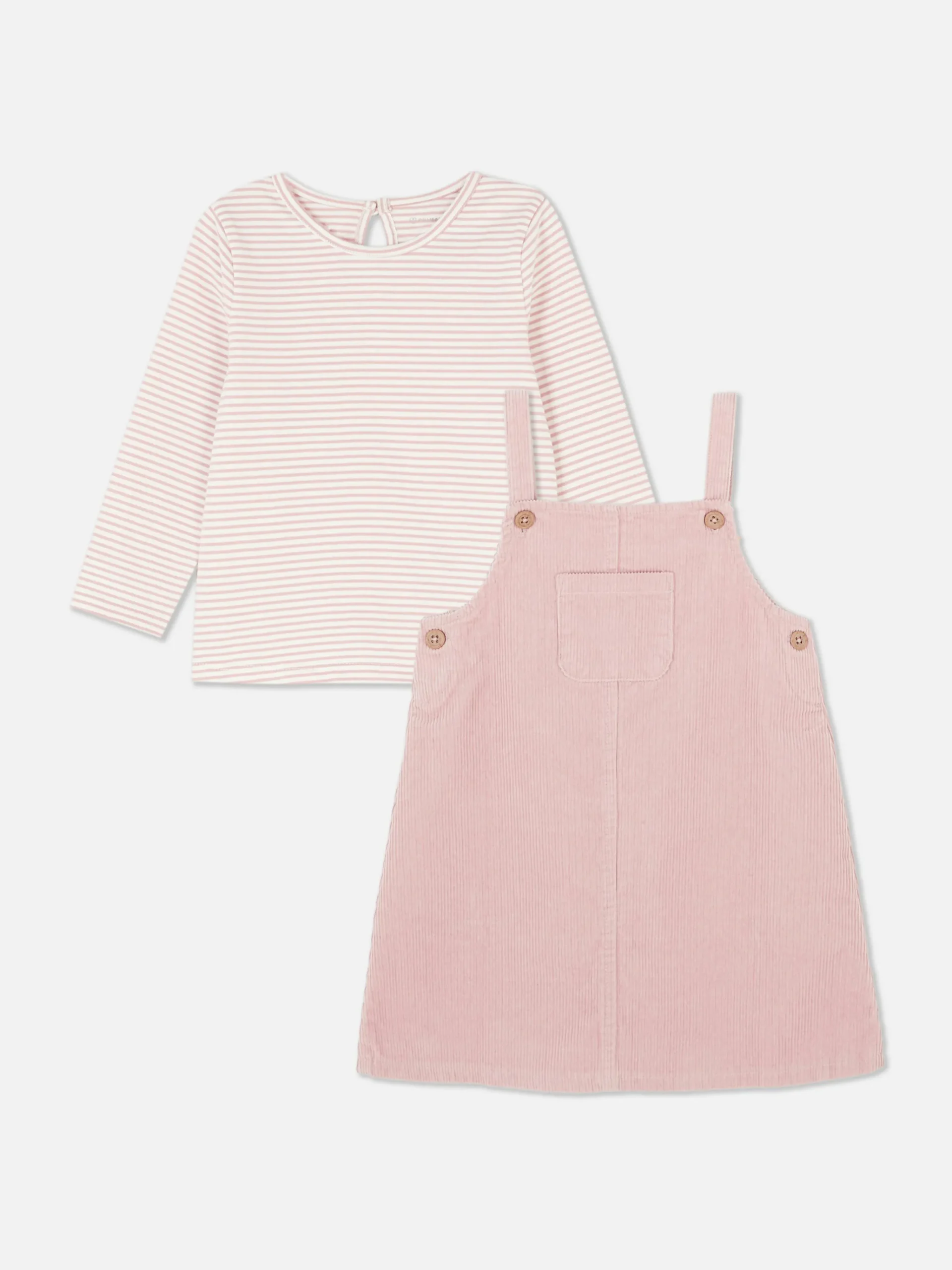 Striped T-Shirt And Corduroy Dress Set|Primark Clearance