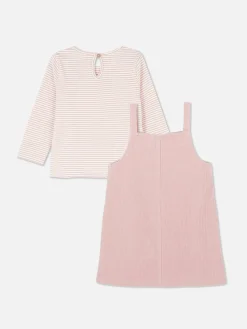 Striped T-Shirt And Corduroy Dress Set|Primark Clearance