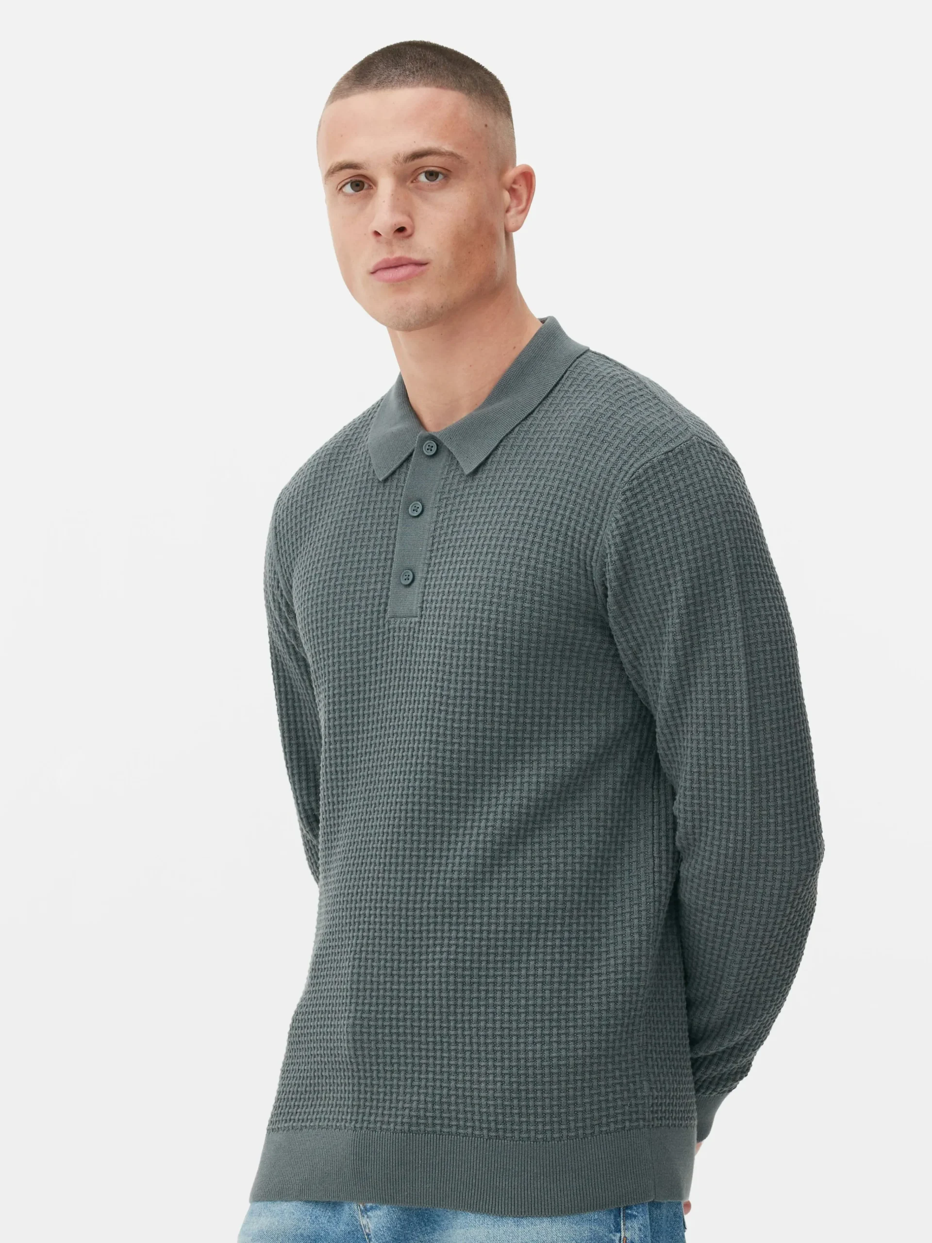 Textured Polo Sweater|Primark Outlet
