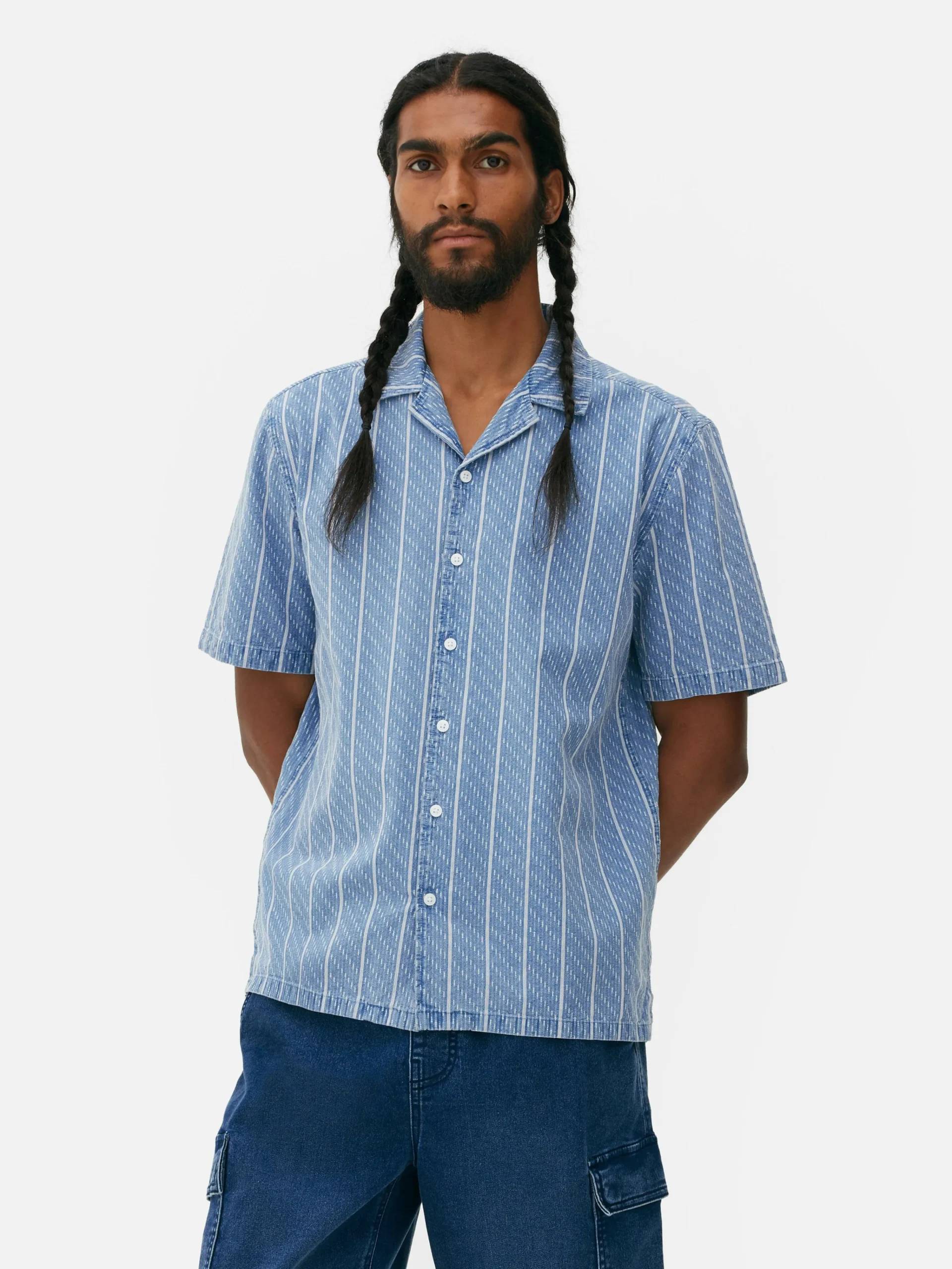 Textured Striped Short Sleeve Shirt|Primark