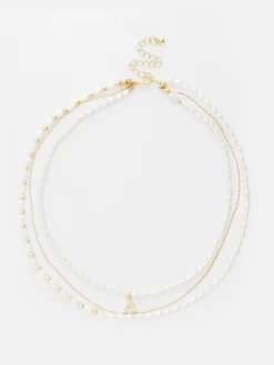 Three Row Initial Necklace|Primark Online