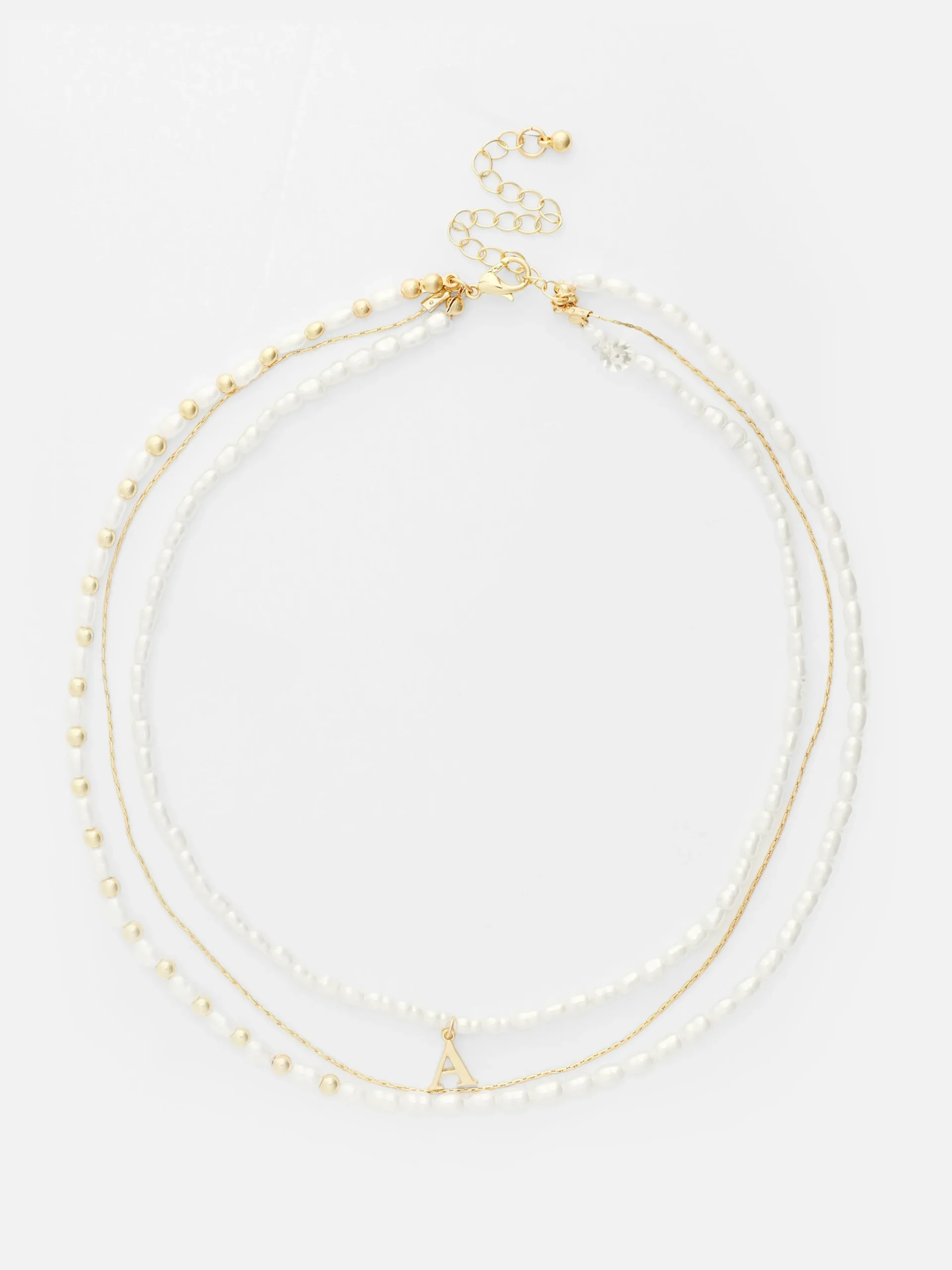 Three Row Initial Necklace|Primark Online