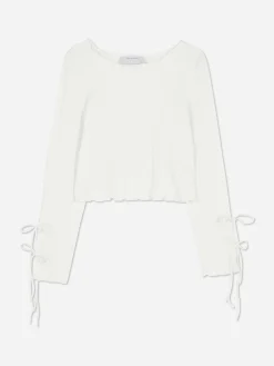 Tie Sleeve Crinkle Top|Primark New