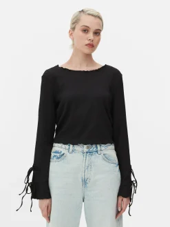Tie Sleeve Crinkle Top|Primark New
