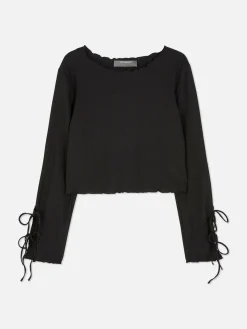 Tie Sleeve Crinkle Top|Primark New