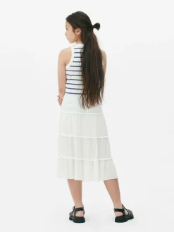 Tiered A-Line Midi Skirt|Primark New