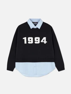 Two-in-One Slogan Sweater And Shirt|Primark Hot