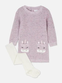 Unicorn Sweater Dress And Tights Set|Primark