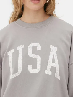 USA Print Oversized Sweatshirt|Primark New