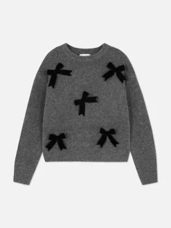 Velvet Bow Embellished Piullover|Primark