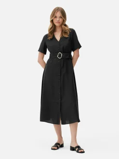 V-Neck Belted Midi Dress|Primark Sale